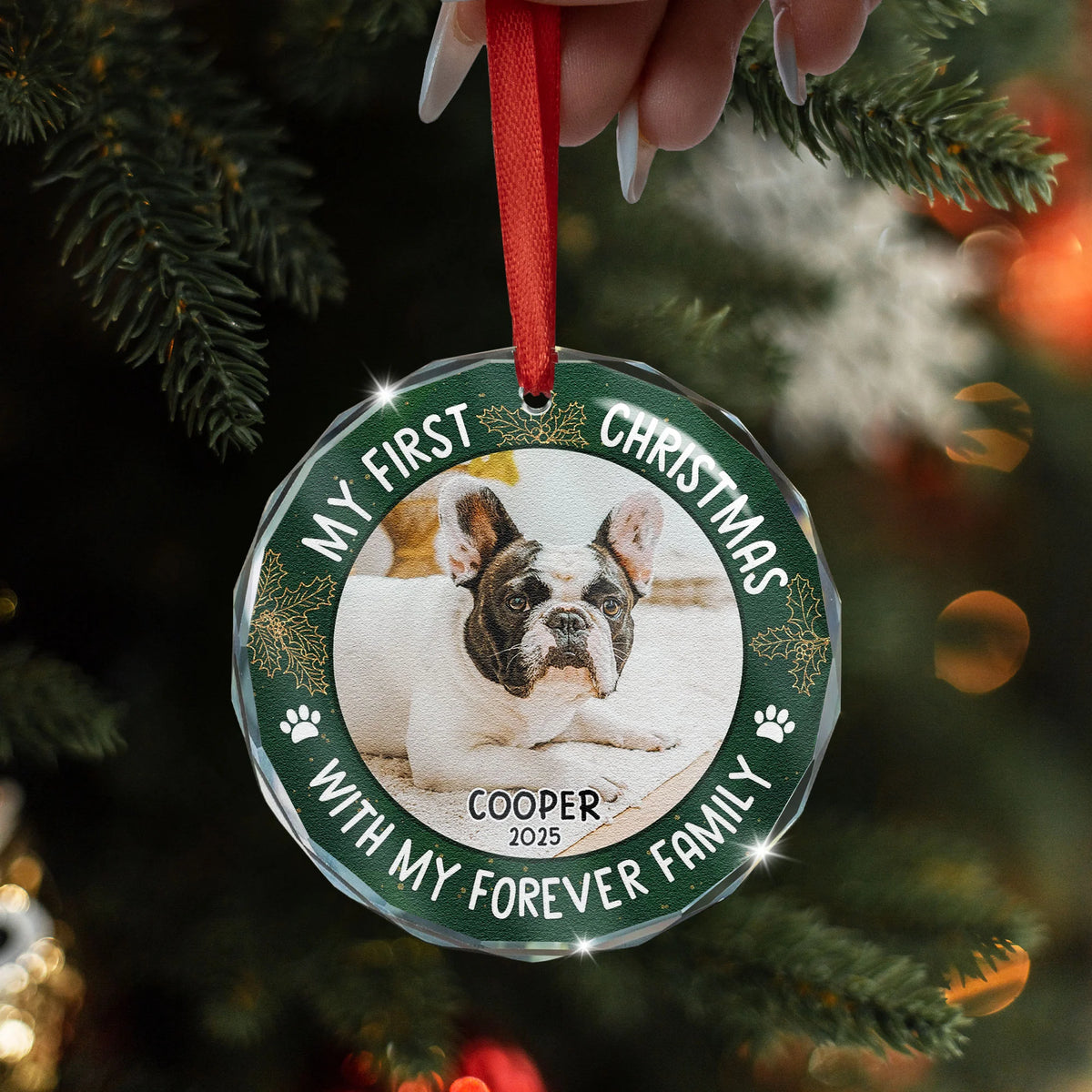 Pet First Christmas - Personalized Glass Photo Ornament