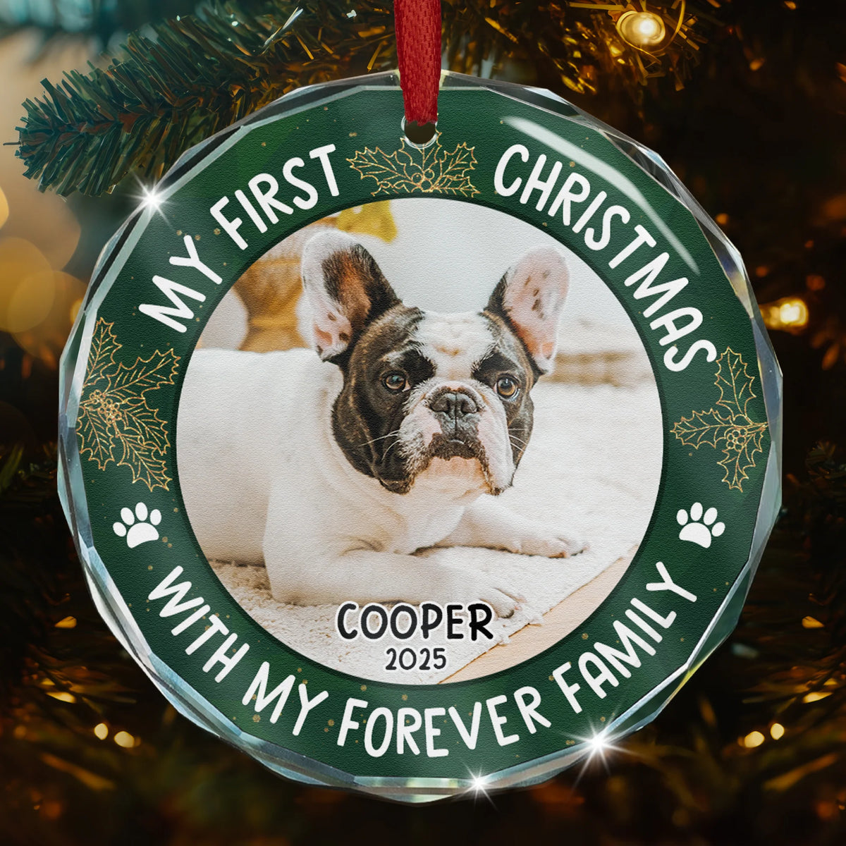 Pet First Christmas - Personalized Glass Photo Ornament