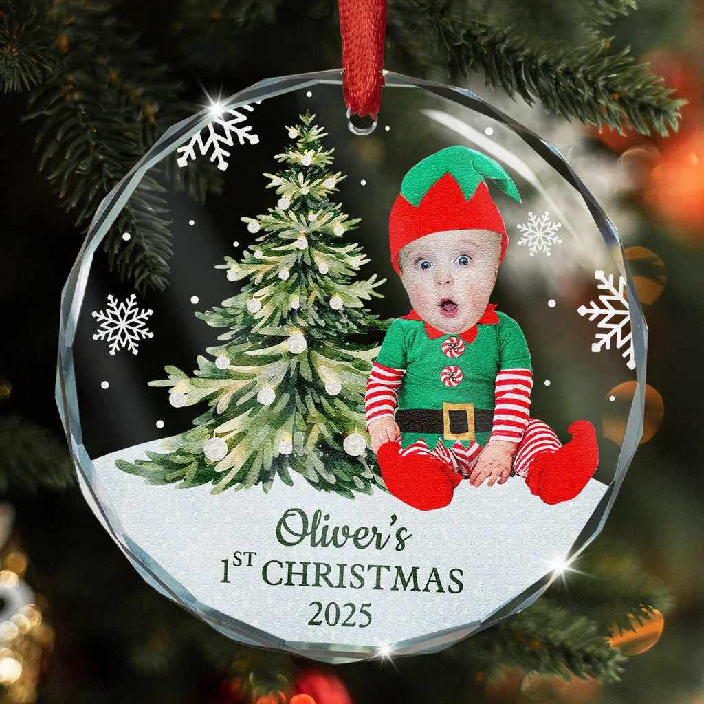 Baby's First Christmas - Personalized Glass Photo Ornament