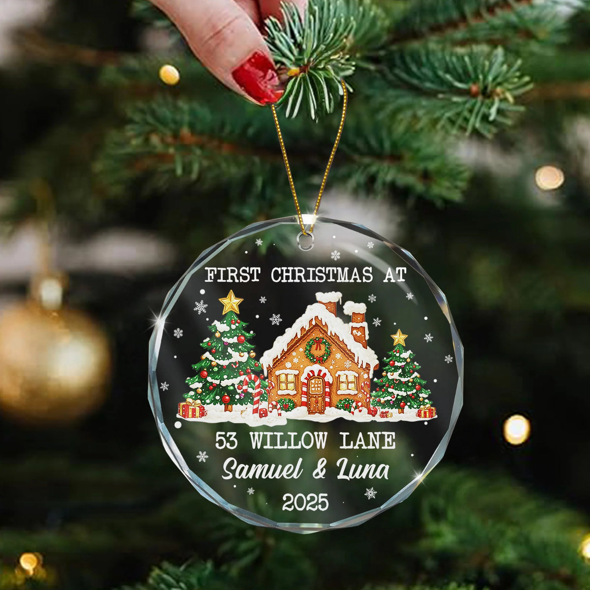 First Christmas At Our New Home Gingerbread House - Personalized Glass Ornament