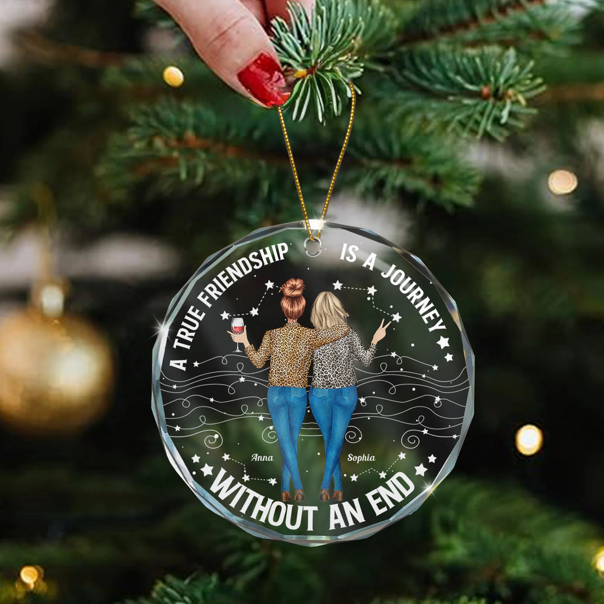 Friendship Thank You Gift For Sisters, Besties - Personalized Glass Ornament