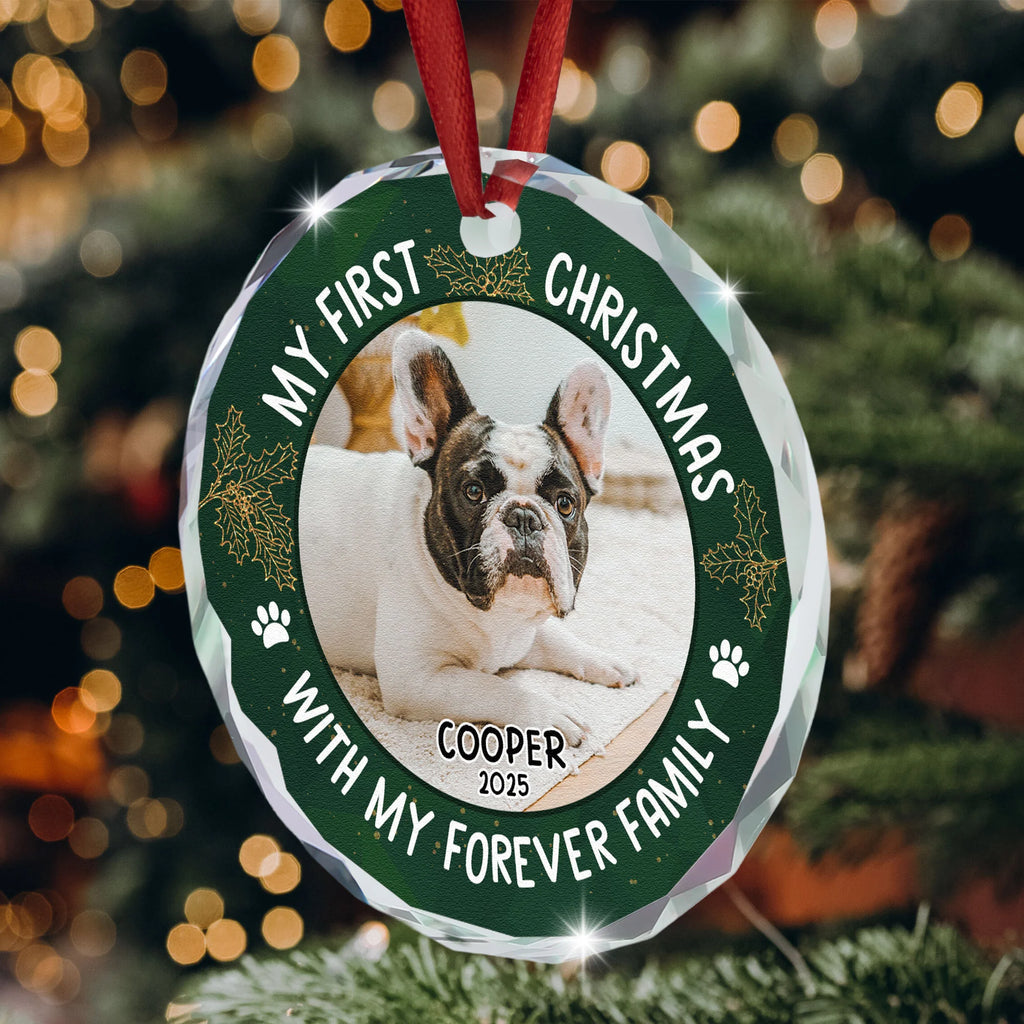 Pet First Christmas - Personalized Glass Photo Ornament