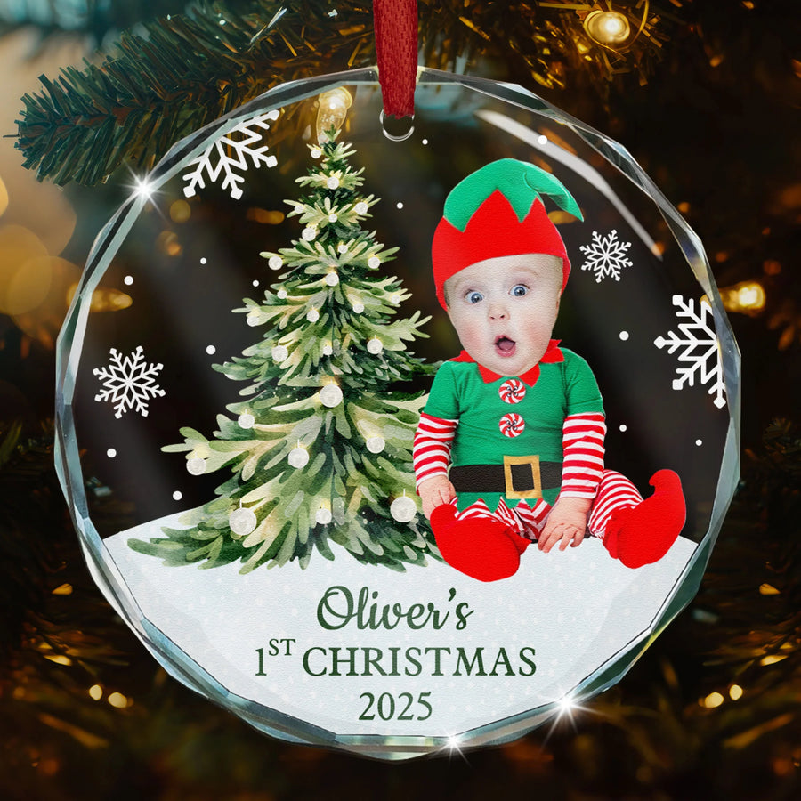 Baby's First Christmas - Personalized Glass Photo Ornament