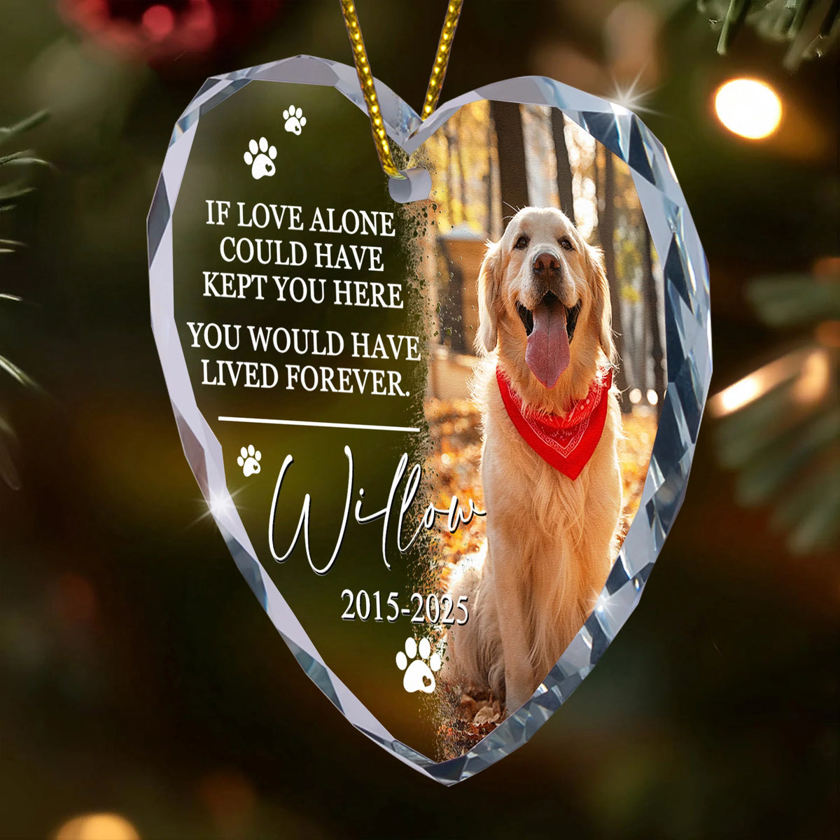 If Love Could Have Kept You Pet Loss - Personalized Heart Glass Photo Ornament