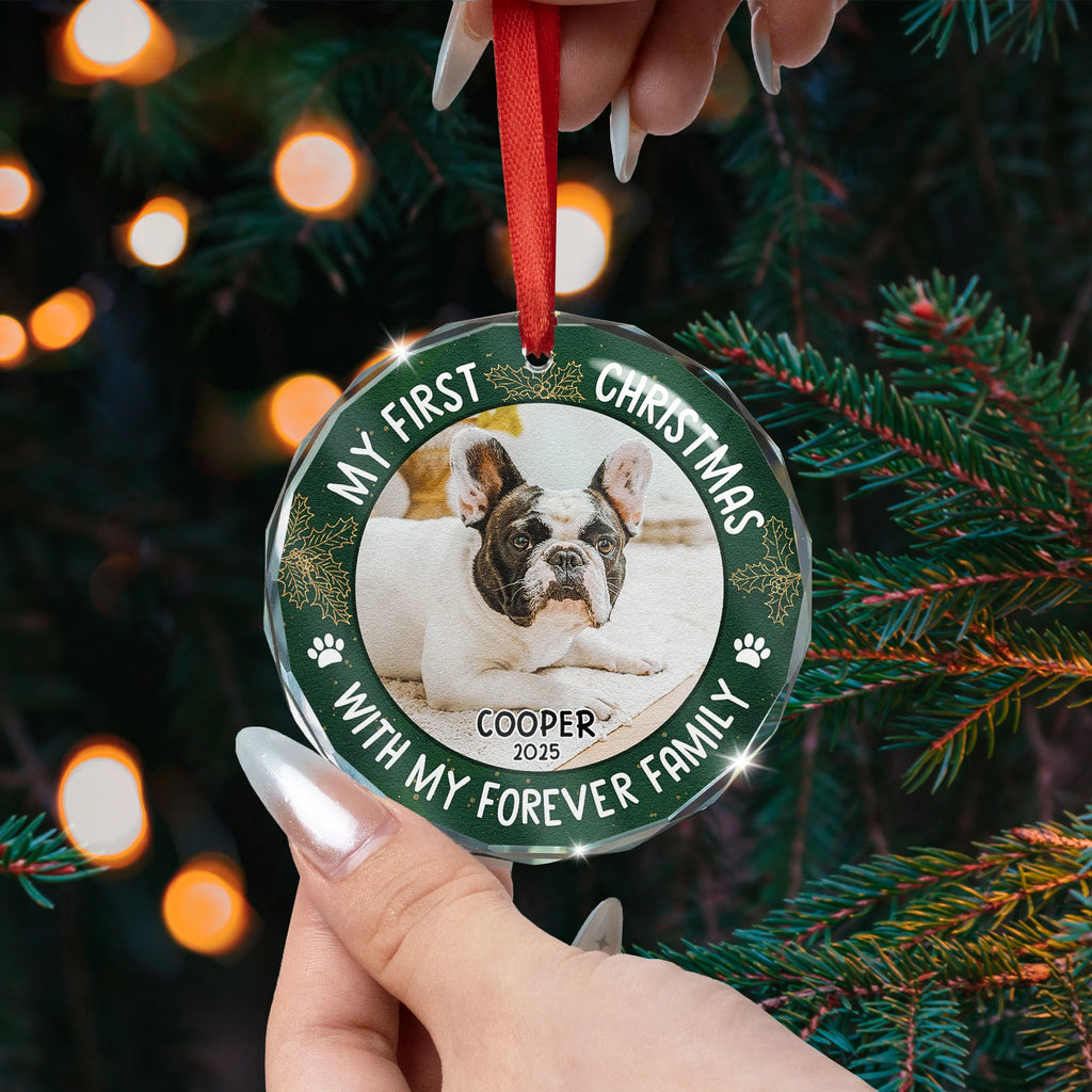 Pet First Christmas - Personalized Glass Photo Ornament